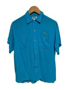 SHORTY　BOWLAWAY　半袖　ボーリングシャツ　ブルー　サイズM　50-60ｓ　ビンテージ　ヴィンテージ　刺繍　チェーンステッチ