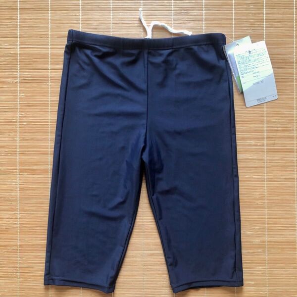 新品170cm スクール水着 ネイビー 紺色 アイロン接着のびるゼッケン付き