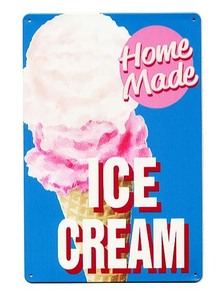 アイスクリーム Home Made ミニサイズ アメリカンブリキ看板 メタルプレート