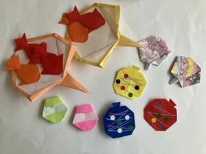  hand made origami summer festival decoration set goldfish snow cone kakigori yo-yo-.. wall surface decoration kindergarten facility child care .