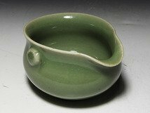 【桃】煎茶道具：三田青磁煎茶セット　虎山作　共箱_画像4