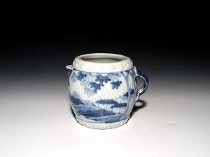 [ персик ] старый Seto : белый фарфор с синим рисунком вода примечание 