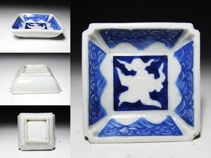 [ peach ] Seto blue and white ceramics .. phoenix map four person small plate 
