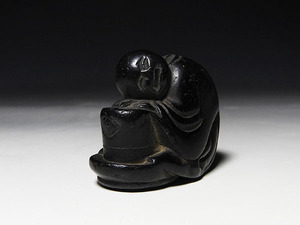 [ персик ].. предмет : дерево гравюра netsuke чай .. тот .