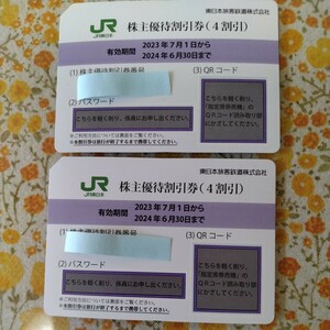  JR東日本　株主優待割引券２枚セット　有効期限2024年6月30日【番号通知可】
