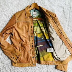  ultimate beautiful goods [ ultra rare XL!] pressure volume. lining design! diesel DIESEL finest quality. Ram leather jacket ...... sheep leather [ preeminence .. color tone Camel ] Rider's 