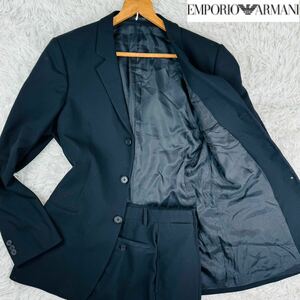 極美品【L】圧巻の伸縮性!エンポリオアルマーニEMPORIO ARMANIセットアップスーツ48抜群の着心地ブラック高級イタリア製ストレッチお洒落♪