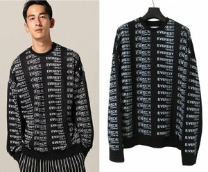 定価3万 18A/W YOSHIO KUBO ヨシオクボ GROUNDFLOOR EVEREST JACQUARD KNIT TOP 2 ニット×スウェット ブラック エベレスト チベット