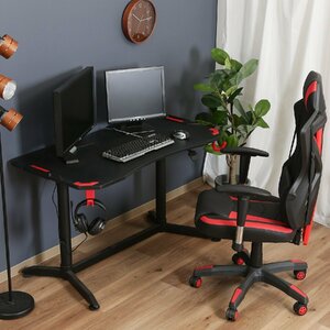  free shipping ge-ming desk Stan DIN g desk Work desk 2 way distribution desk width 120cm depth 65cm height 72~112cm black ( one part red ) new goods 