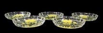 レトロポップな可愛らしいガラス食器！昭和レトロ 佐々木硝子 緑花柄ガラスコースター5枚セット 豆皿 佐々木ガラス 1970年代 SHI605_画像2