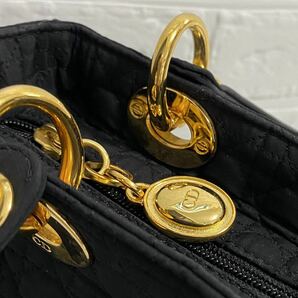 【美品】ディオール カナージュ ハンドバッグ ブラック ゴールド金具 Christian Dior クリスチャンディオール ナイロン の画像7