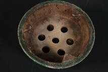 【和】(9369)　時代古作　緑交趾涼炉　松斎在銘　煎茶道具　茶道具　湯沸_画像3