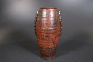 [ peace ](9463) era old work Edo old Bizen ear attaching flower raw boat insect flower raw vase 