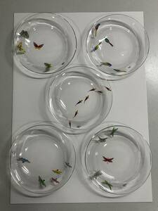 レア☆未使用・保管品☆香蘭社　なかよしシリーズ　ガラス　小皿　銘々皿　5枚セット
