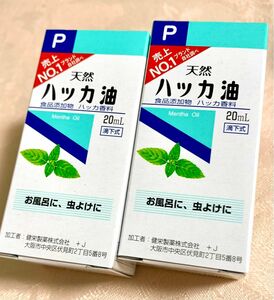 健栄製薬 ハッカ油P 20mL×2本 未開封品【賞味期限2027.11】ハッカオイル 精油 ケンエイセイヤク