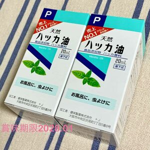 健栄製薬 ハッカ油P 20mL 2本 未開封品 ハッカオイル 精油 アロマ ケンエイセイヤク【賞味期限2028年1月】