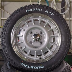 軽トラ 軽バン ハイゼット エヴリィ アトレー タイヤホイールセット マッドスター ラヂアル AT 155/65R14 ホワイトレター 14インチ NOEL