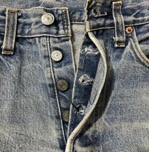 80s ヴィンテージ 赤耳モデル ● Levi's リーバイス ● 501 激シブ色落ち インディゴデニム 32/38_画像4