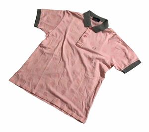 ■ FRED PERRY フレッドペリー ■ 月桂樹 ロゴ 刺繍 水玉 織り柄 半袖 ポロシャツ ピンク L