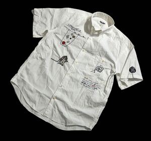 # SINA COVAsinakoba# water . Logo badge embroidery short sleeves cotton button shirt white S