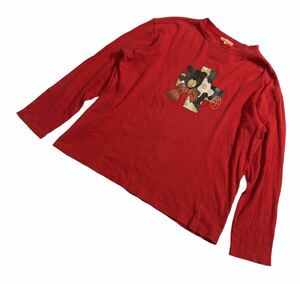 大きいサイズ ■ CASTELBAJAC SPORT カステルバジャック ■ 家紋 アニマル ロゴ プリント 長袖 Tシャツ ロンT レッド 3