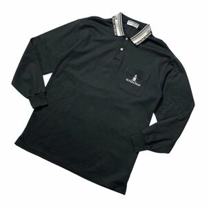 ● Munsingwear マンシングウェア ● ロゴ ペンギン 刺繍 長袖 ゴルフ ポロシャツ ブラック MA