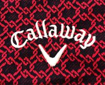 大きいサイズ ● Callaway キャロウェイ ● ロゴ 刺繍 ラベル 総柄 半袖 ゴルフ コットン ポロシャツ レッド×ブラック 3L_画像5