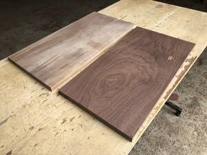 送料無料！【U208B】ウォルナット 475～495×252×18㎜ 2枚セット 乾燥材 木工 DIY 材木 天然木 無垢材《銘木すずめや》