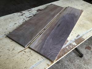 送料無料！【U279C】ウォルナット 572～617×150～158×16～17㎜ 2枚セット 乾燥材 極上杢 板材 DIY 材木 天然木 無垢材《銘木すずめや》