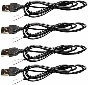 USB電源ケーブル 5V スリム110cm 修理用 自作 DC電源給電ケーブル DIY 電子工作 (4本セット