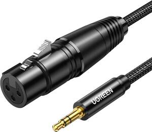 送料無料★未使用に近い★UGREEN 3.5mm オス XLR メス 1m ケーブル マイクケーブル 3.5mmオスからXLRメス ナイロン編み 