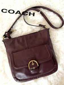 COACH ショルダーバッグ レザー オールドコーチ紫斜め掛け