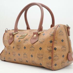 MCM エムシーエム ボストンバッグ ハンドバッグ ブラウン 総柄 高級鞄 定番