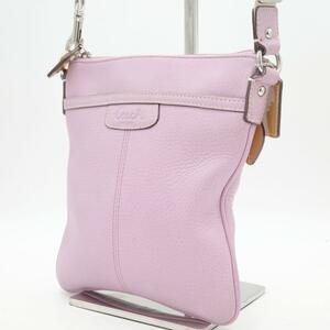 COACH コーチ レザー ショルダーバッグ パープル 本革 斜め掛け クリーニング済み