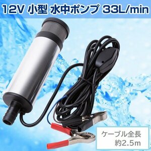 水中ポンプ 12V 33L 小型 バッテリー ステンレス ケーブル2.5m ワニ口クリップ クランプ クリップ 汚水 給油 灯油 給水 海水 水槽