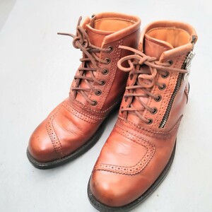 Max Fritzmedali on lai DIN g ботинки [25.5cm] Brown боковой Zip кожа ботинки Max flitsu