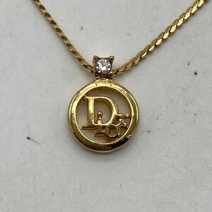 Christian Dior クリスチャン ディオール ネックレス ゴールド ロゴ ラウンド アクセサリー P1597