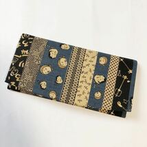 長財布 財布 札入 時代小紋シリーズ おかめひょっとこ柄 日本製 和柄 青系 B_画像1