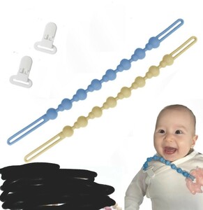 M-58@[ childcare worker recommendation ] pacifier holder 2 pcs set silicon made thin type clip doesn't rust. smell . not one hand . easy multi-purpose sombreness series, blue 