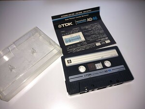 USED/80年代年当時物 TDK AD ノーマルカセットテープ 46分 Normal Biass アナログ全盛時代 ミュージックテープ