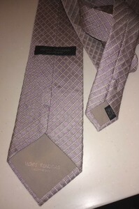 USED ネクタイ/ ブランド: MEN'S TENORAS メンズ ティノラス / 素材:シルク / 色: 淡い紫 / デザイン: チェック柄 日本製