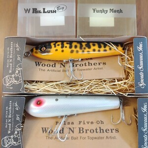 [ unused storage ]④ Zaurus wood un big Rush big * fan key monk Balsa 50 #002 #009 Old lure Watabe autographed 