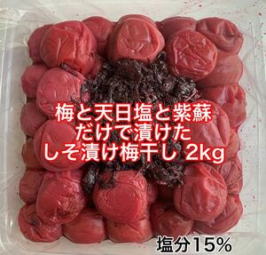 【送料無料】 2kg 紀州南高梅 訳あり 梅と天日塩と紫蘇だけで漬けた しそ漬け梅 しそ漬け 梅干し