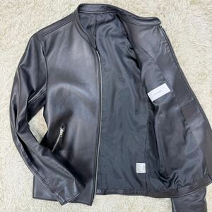  rare L size! ultimate beautiful goods![ finest quality. ram leather ]LIDNM single rider's jacket black black made in Japan men's sheepskin lidom sheep leather 