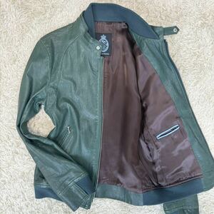  beautiful goods /S size Guild prime /GUILD PRIME ram leather sheep leather single green green rider's jacket double Zip blouson men's 
