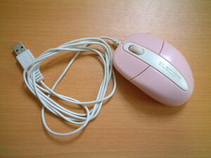  エレコム ピンク/白色 光学マウス USBタイプ 中古品 1個 動作OK