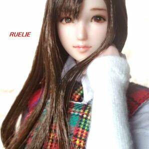 ●RUELIE●1/6カスタムドールヘッド●『和夏 waka』※髪留め付き※首穴5mm程に拡張済み クールガール オビツ01ヘッドの画像4