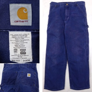 米国製 carhartt B02 cotton duck painter pants カーハート B02 紺紫 コットンダック ぺインターパンツ W34 ワークパンツ