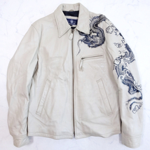 AVIREX JAPANESE PATTERN HAND PAINT LEATHER JACKET アヴィレックス 和柄 ハンドペイント レザージャケット 2XL_画像1