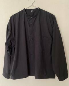  unused tag attaching ( MUJI ) Muji Ryohin unisex long sleeve shirt stand-up collar water-repellent nylon black 